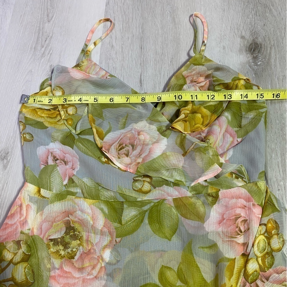 NWT Express Multicolor Floral Print Ruffle Faux Wrap Hi-Lo Maxi Dress, XS - Picture 7 of 13